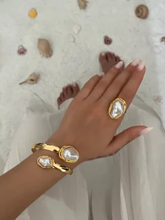 نیم ست دستبند و انگشتر مروارید